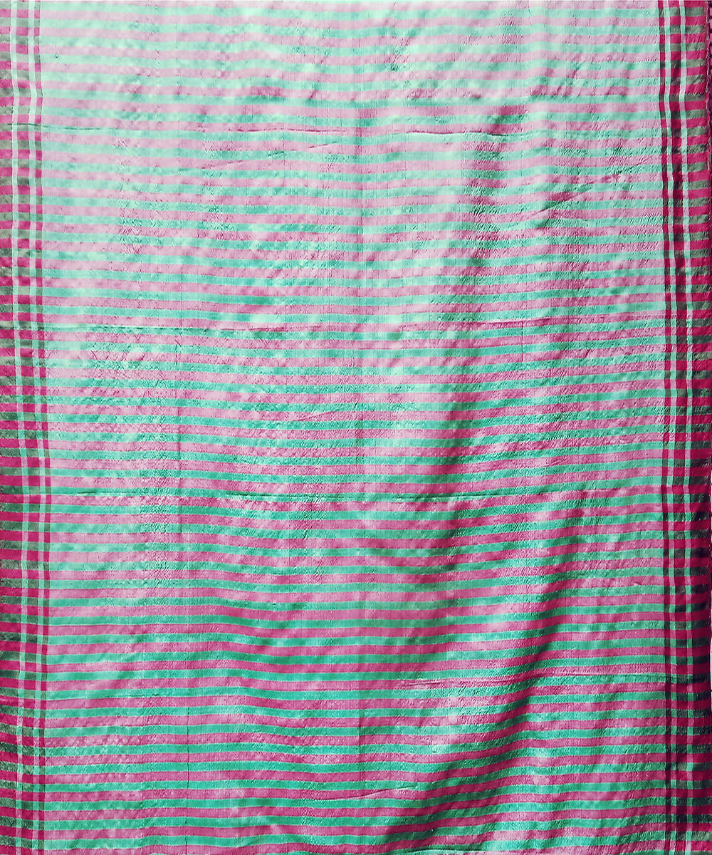 Pink green handwoven cotton silk saree