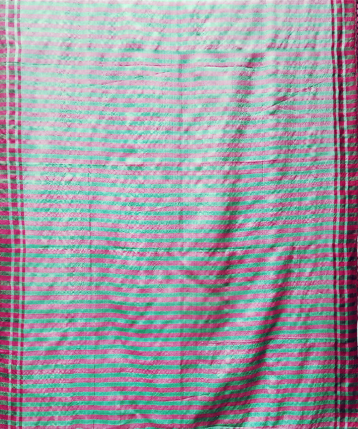 Pink green handwoven cotton silk saree