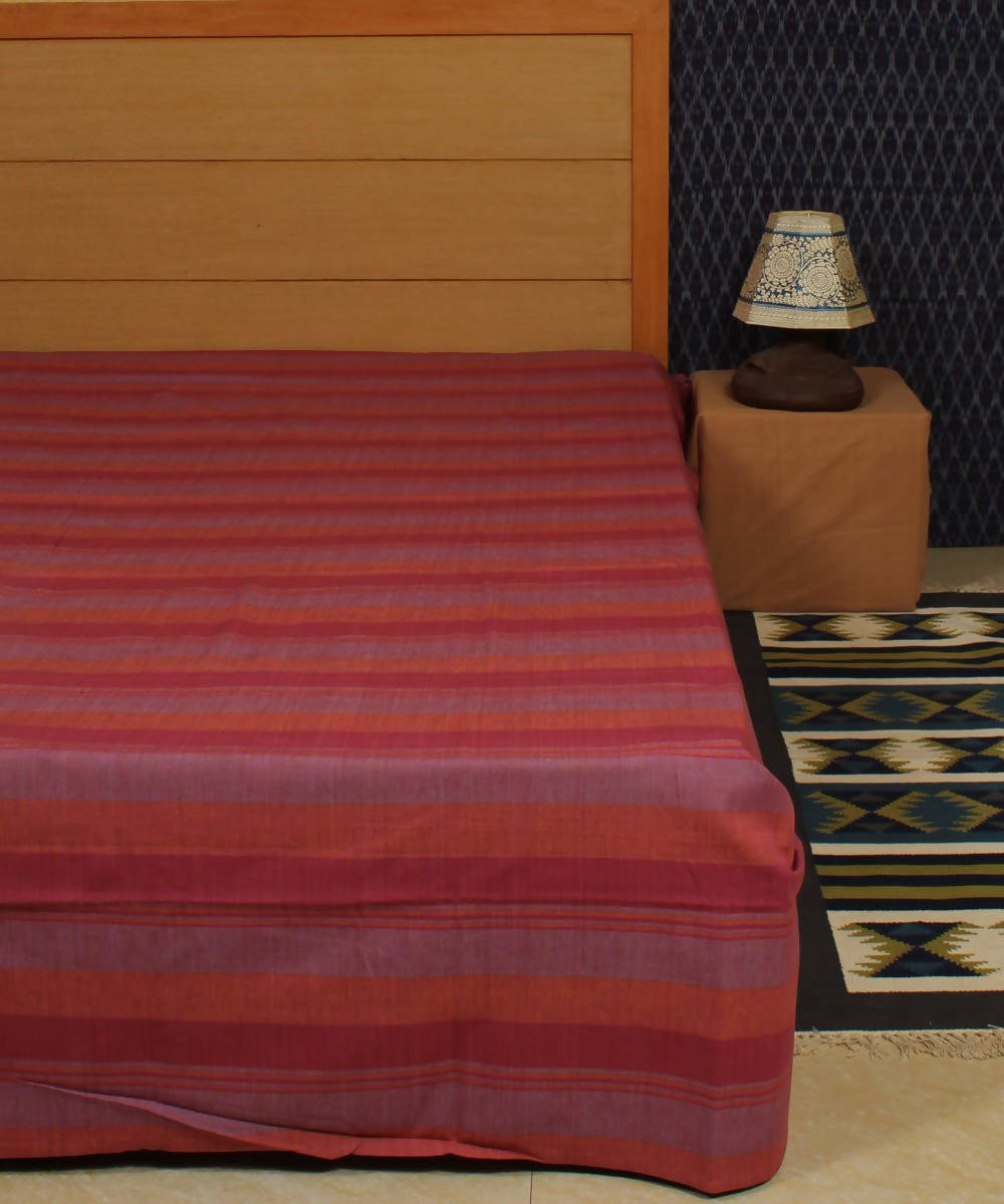 Horizontal Striped Handwoven Cotton Bed Sheet