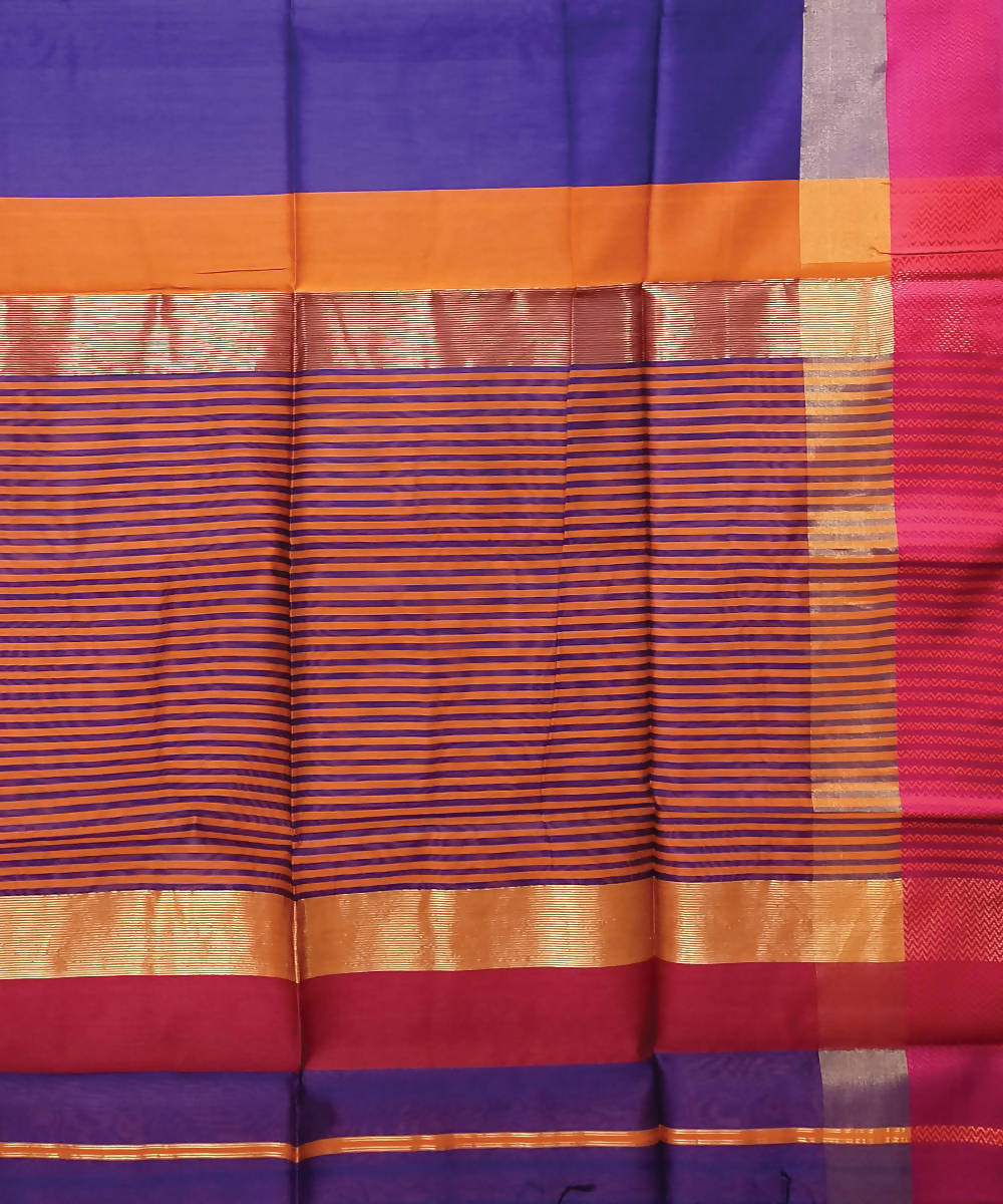 Royal blue handloom cotton silk maheshwari saree