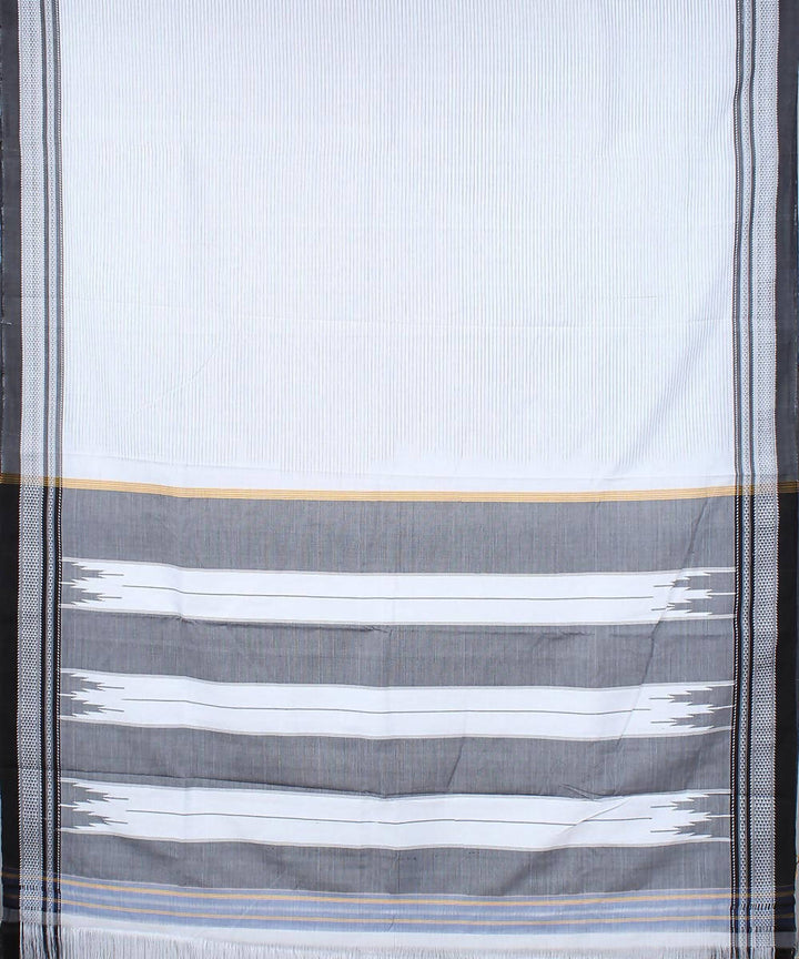 white grey stripes handwoven chikki paras border ilkal kacche saree