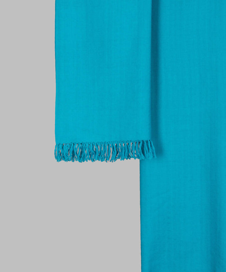 Blue green handwoven panchachuli wool blend pashmina scarf