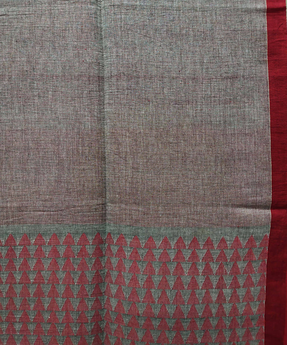 Grey handloom muslin cotton saree