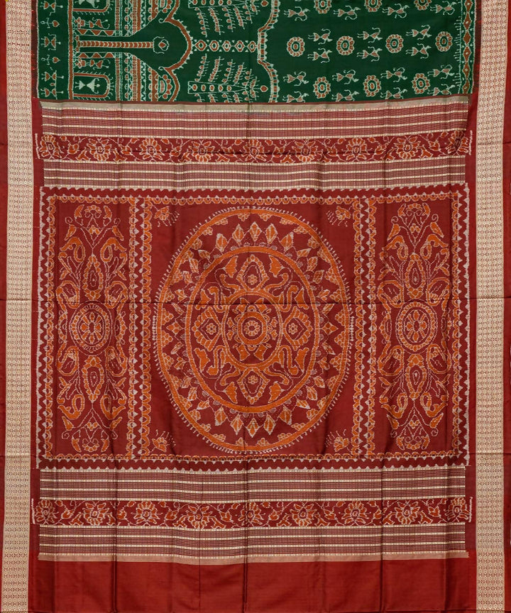 Bangladesh green ikat silk handloom sambalpuri saree