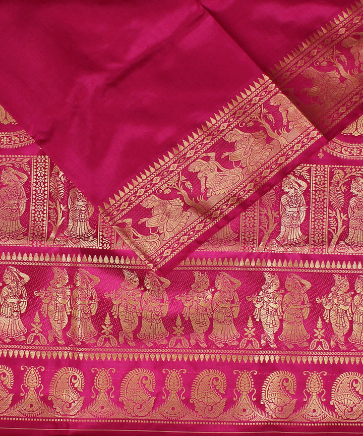 Pink handwoven silk baluchari saree