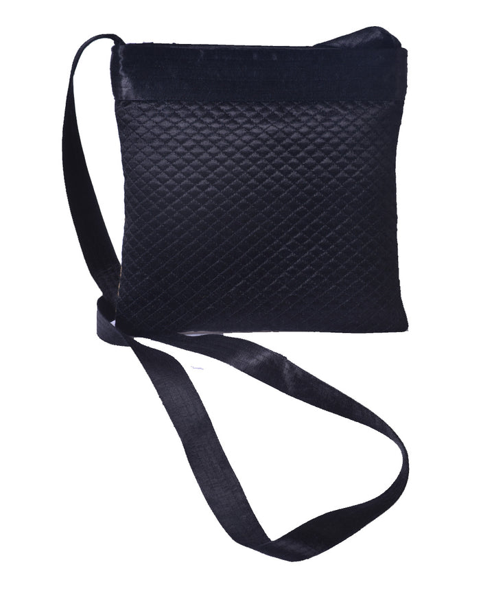 Black hand embroidered mashroo cross body bag