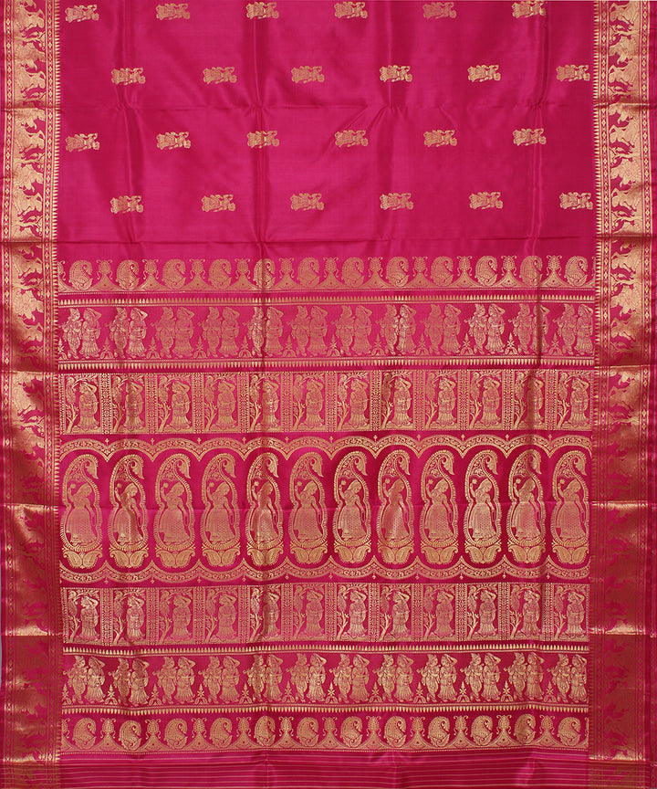 Pink handwoven silk baluchari saree
