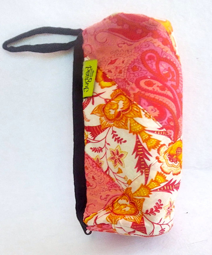 Red and pink handcrafted cotton pencil pouch
