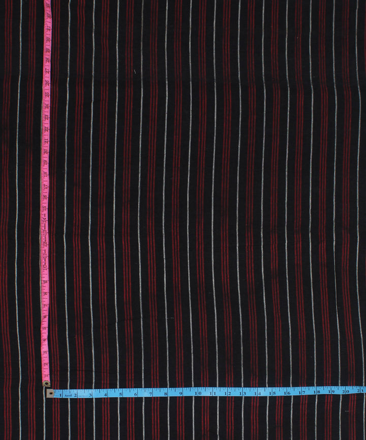 Black red stripes handloom cotton kotpad fabric