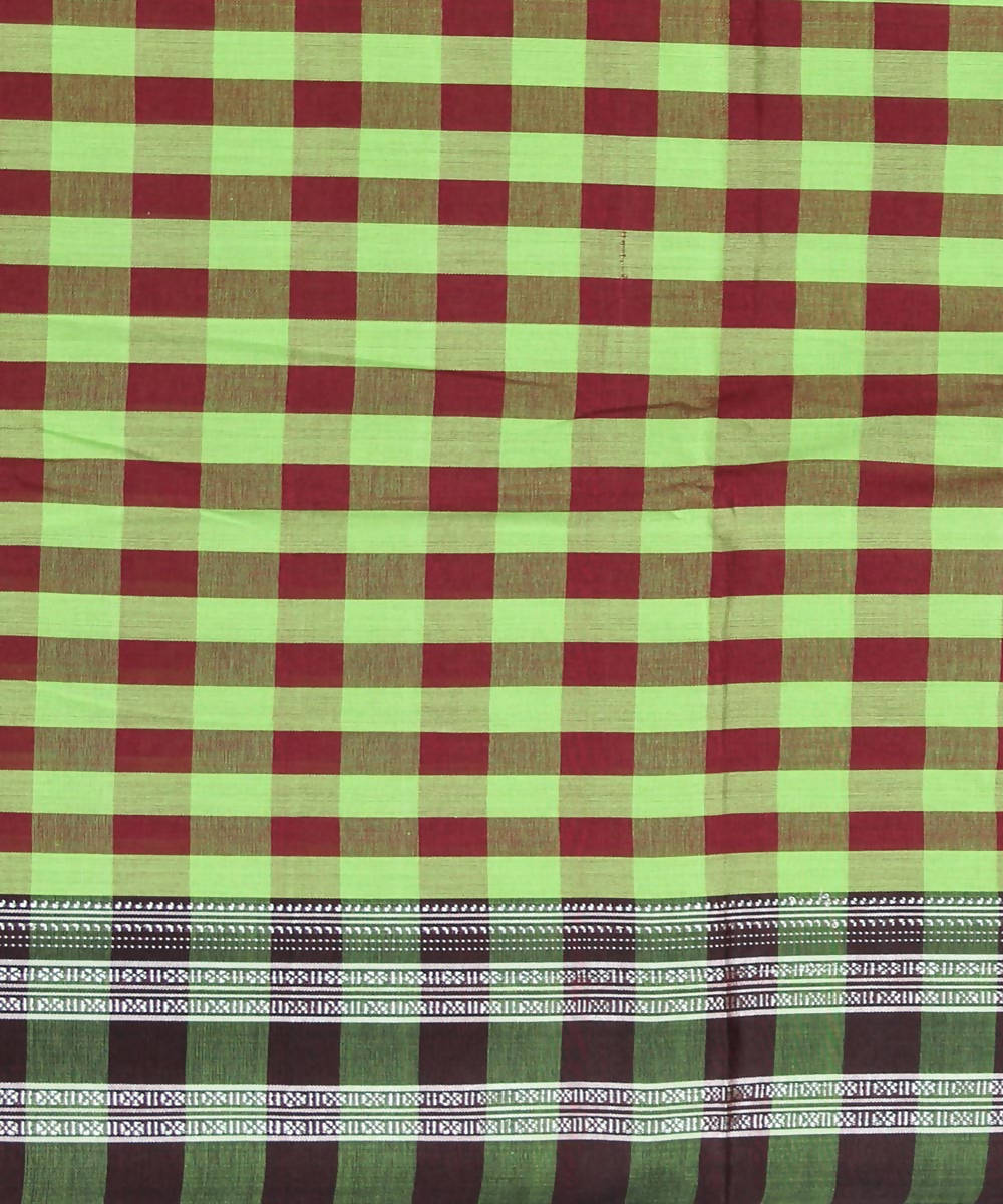 green maroon checks handwoven gomi teni border ilkal saree