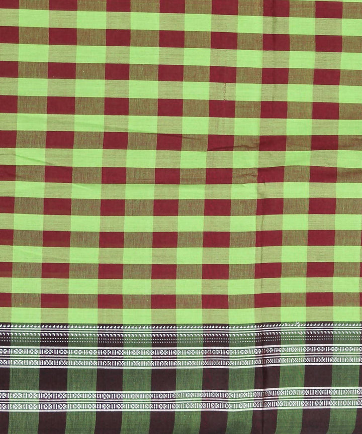 green maroon checks handwoven gomi teni border ilkal saree