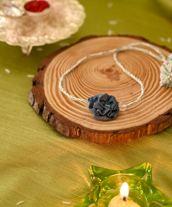Grey handcrafted silk rakhi