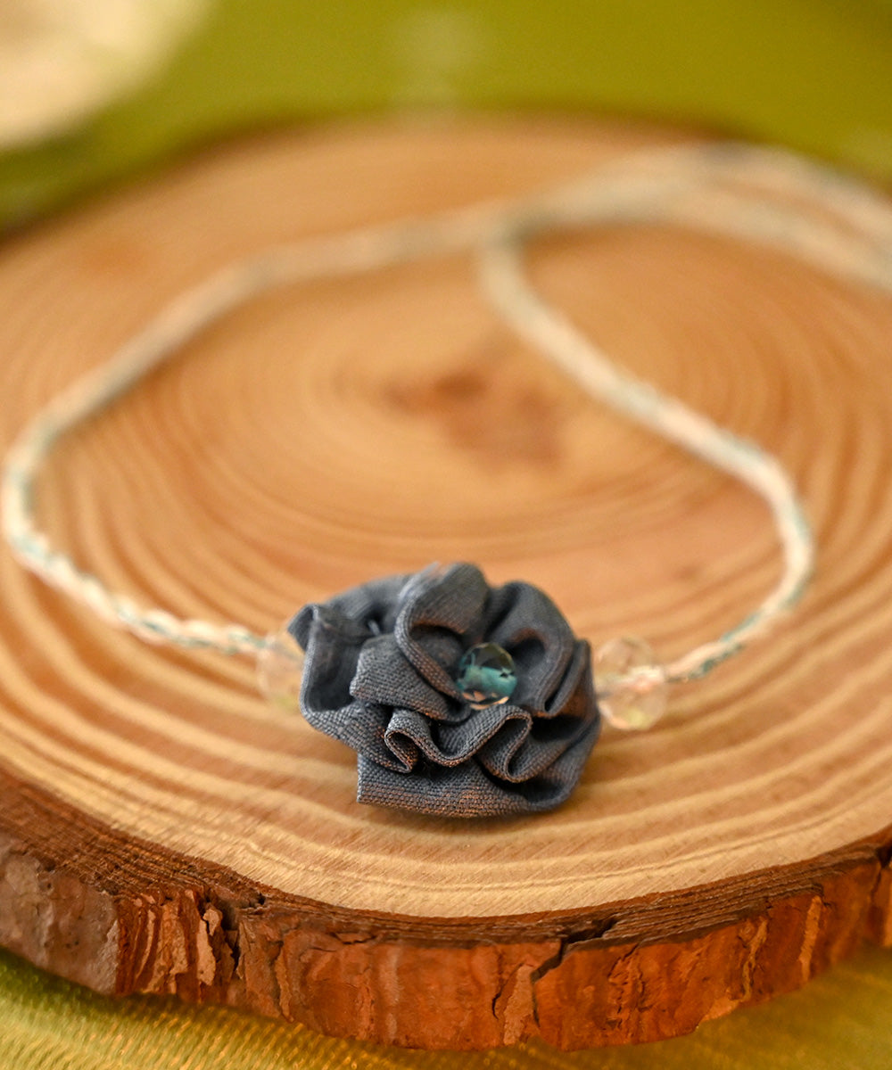 Grey handcrafted silk rakhi