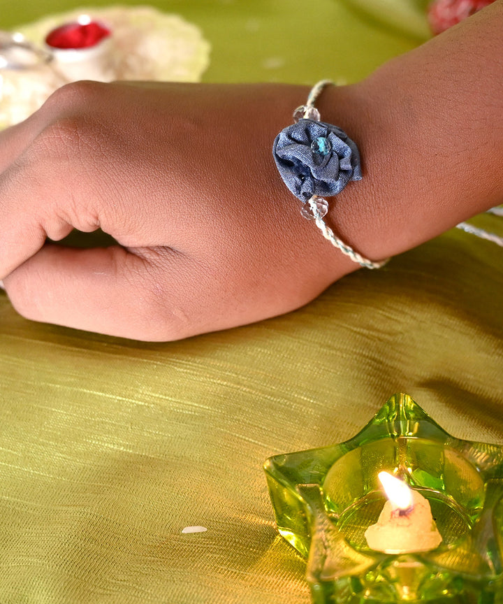 Grey handcrafted silk rakhi