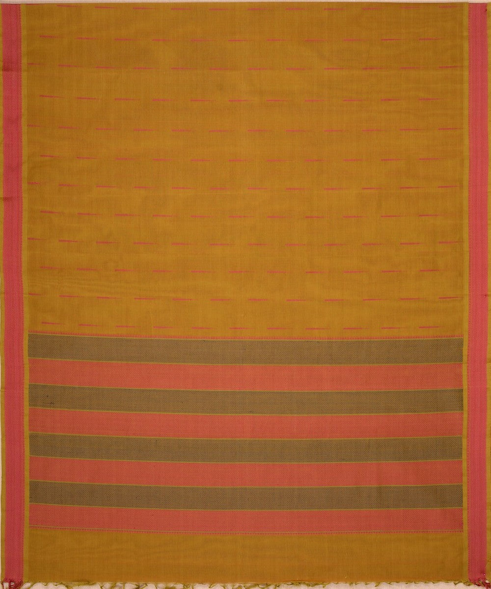 Olive green malli moggu butta handwoven kanchi cotton saree