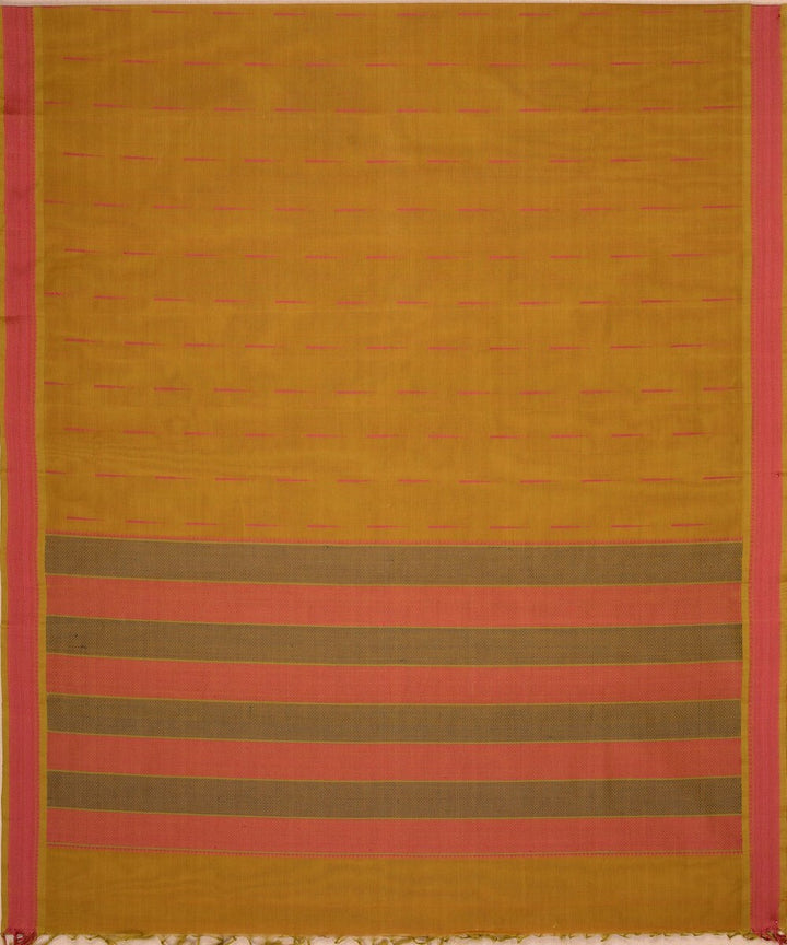 Olive green malli moggu butta handwoven kanchi cotton saree