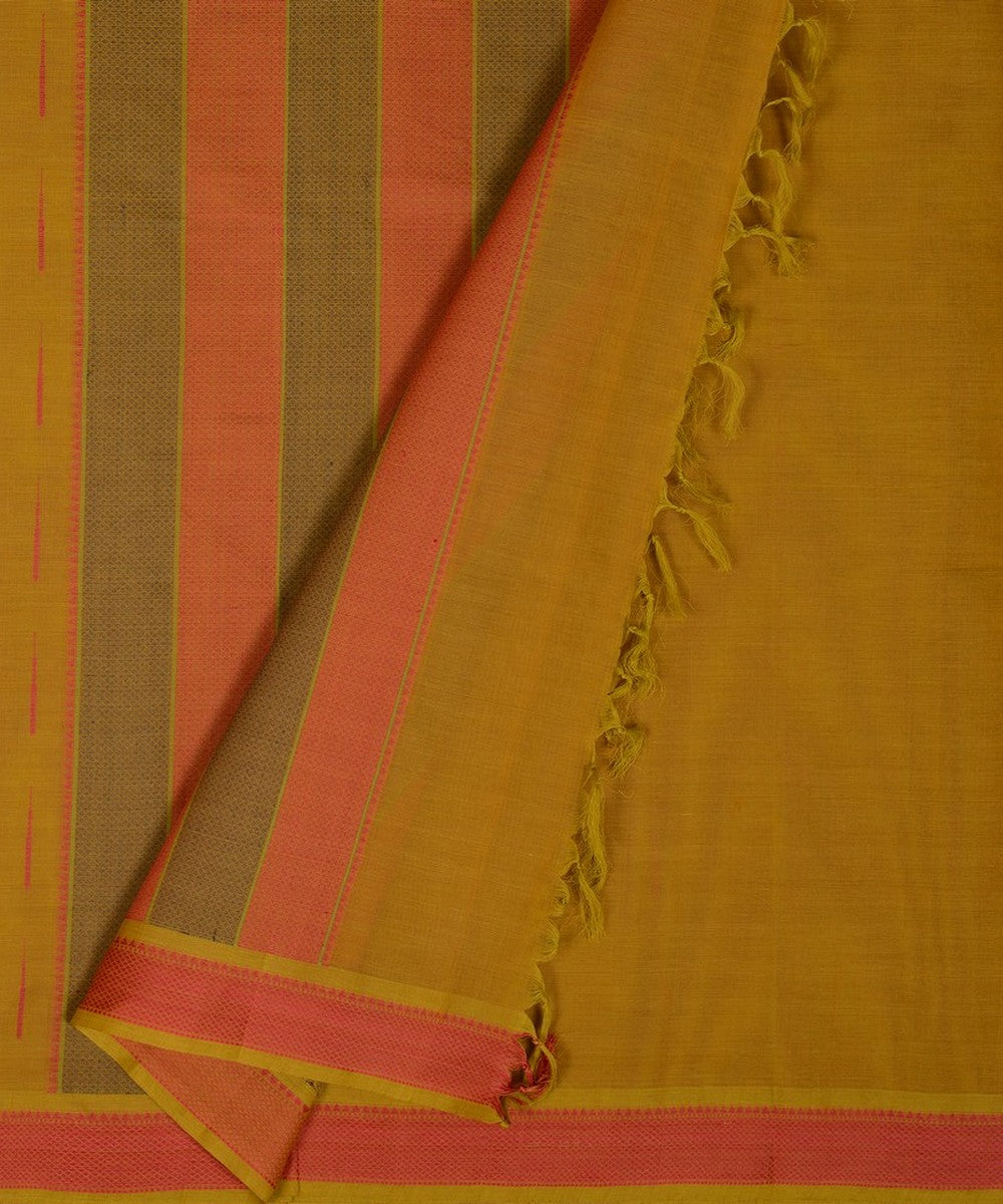 Olive green malli moggu butta handwoven kanchi cotton saree