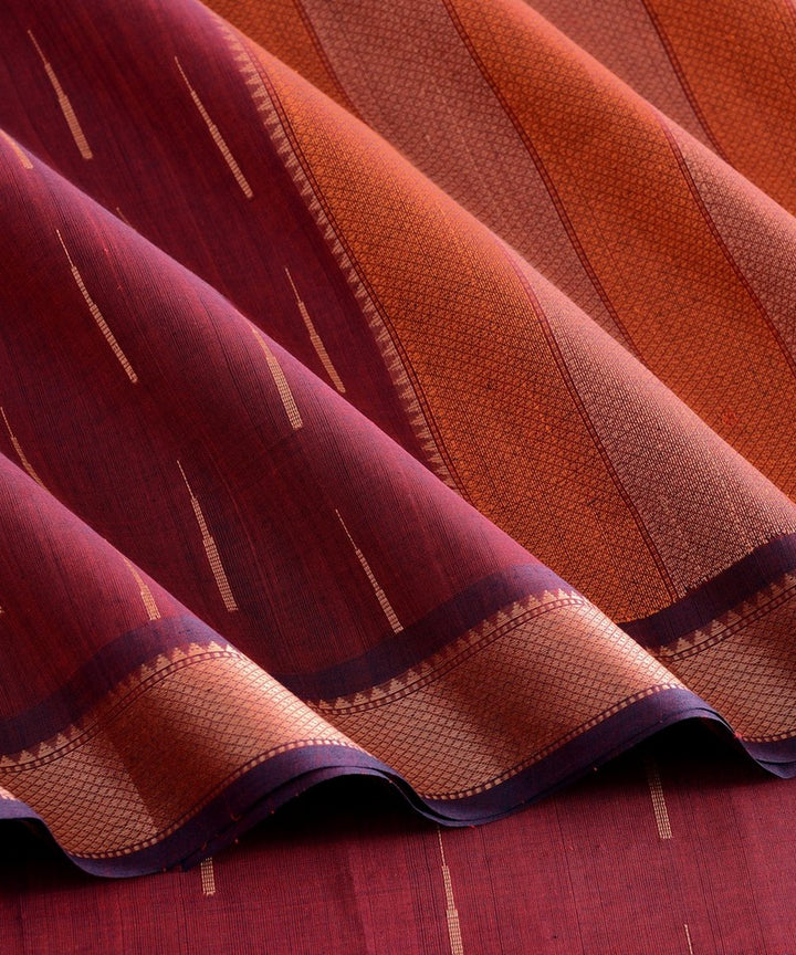 Maroon malli moggu butta handwoven kanchi cotton saree