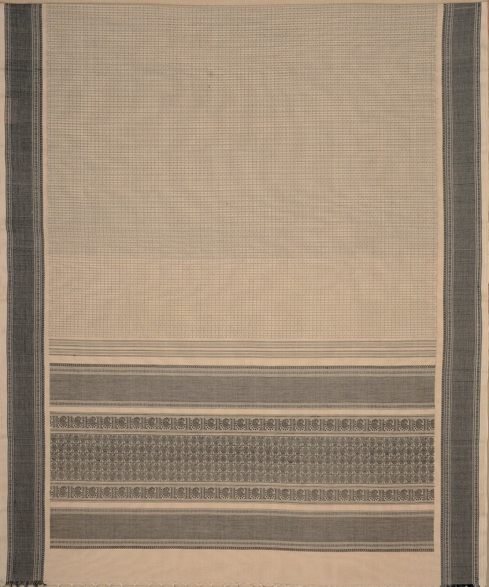 White black butta handwoven kanchi cotton saree