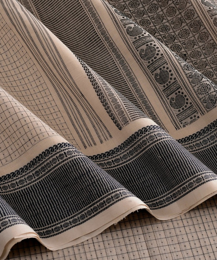 White black butta handwoven kanchi cotton saree
