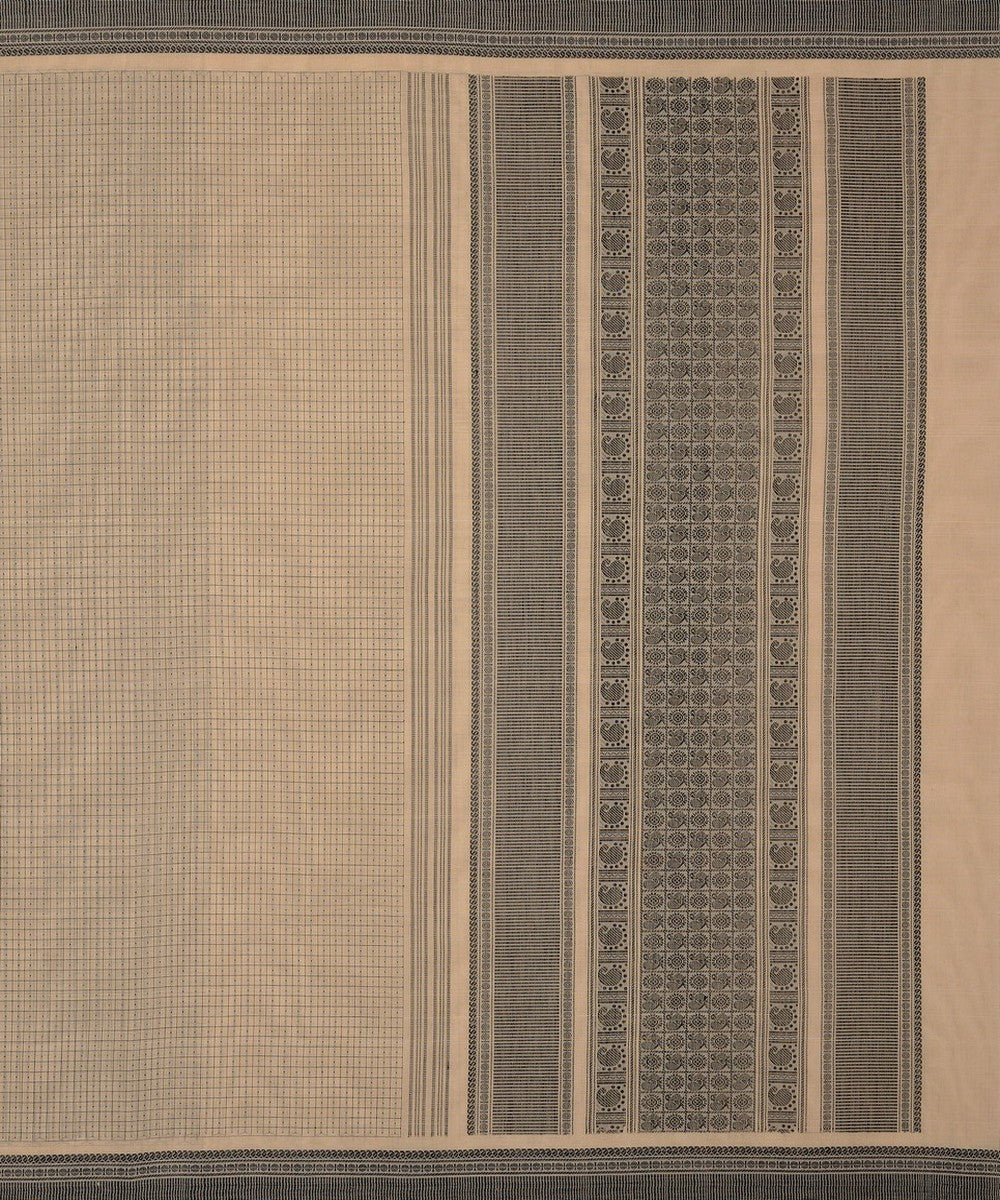 White black butta handwoven kanchi cotton saree