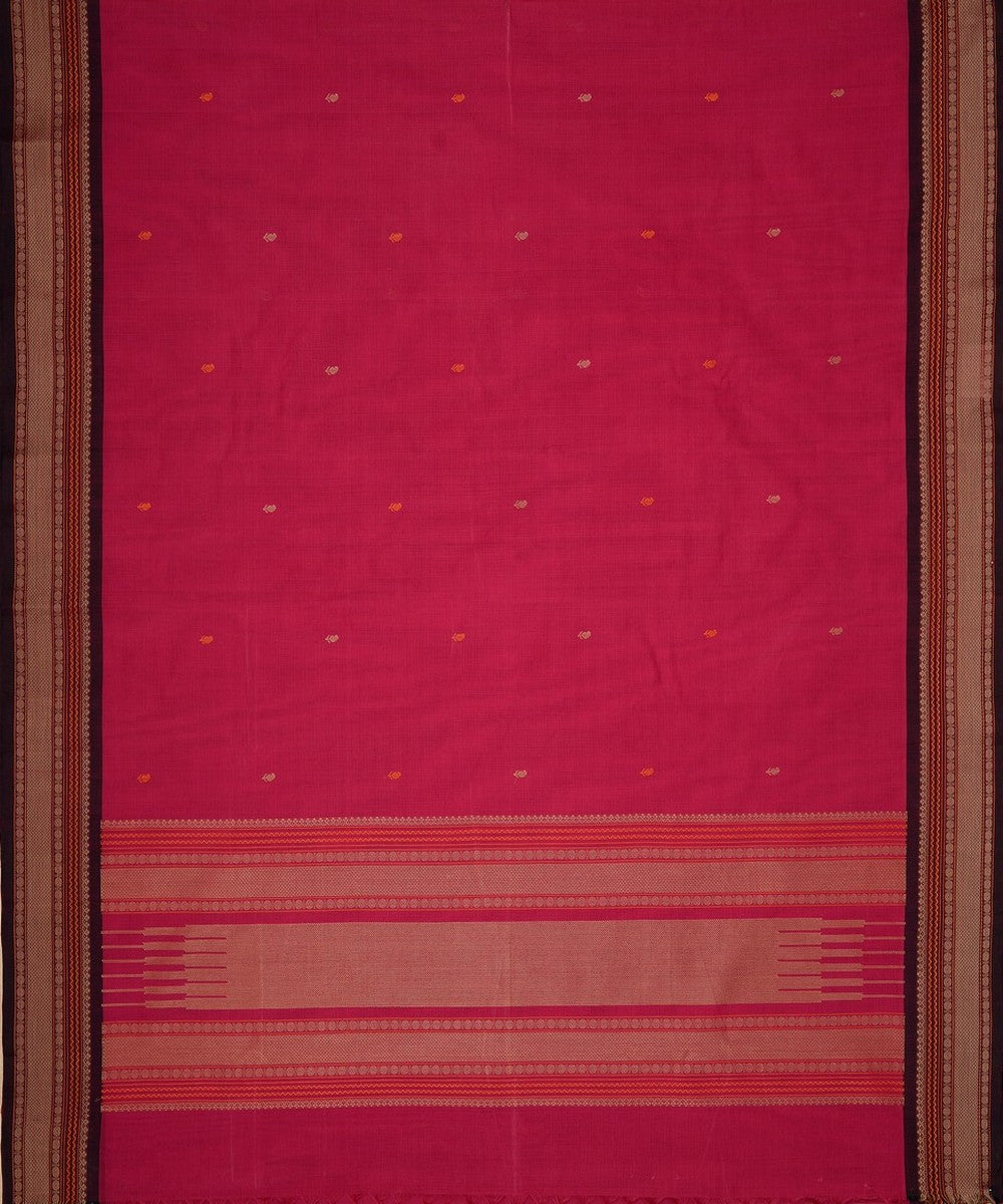 Pink brown handwoven kanchi cotton saree