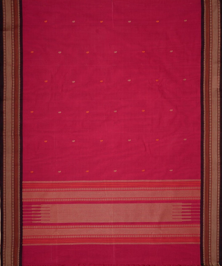 Pink brown handwoven kanchi cotton saree