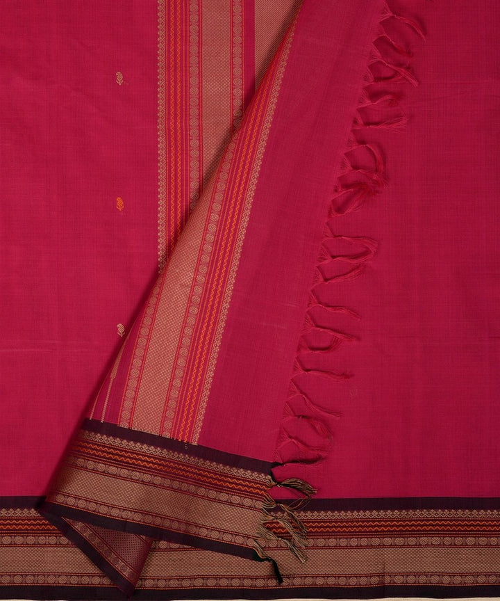 Pink brown handwoven kanchi cotton saree