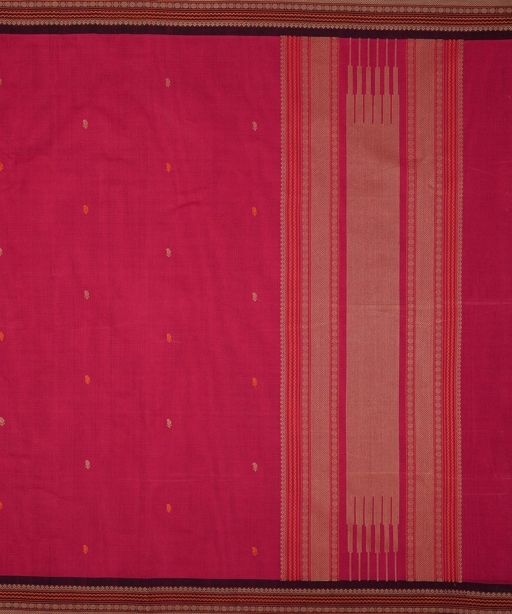 Pink brown handwoven kanchi cotton saree