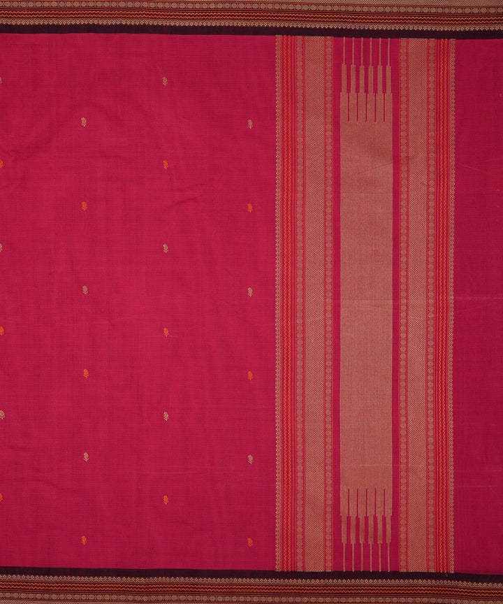 Pink brown handwoven kanchi cotton saree