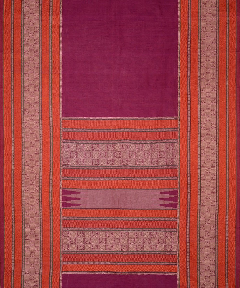 Purple handwoven cotton kanchi saree
