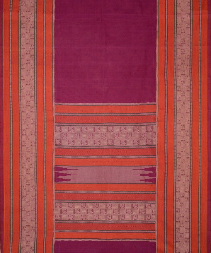 Purple handwoven cotton kanchi saree