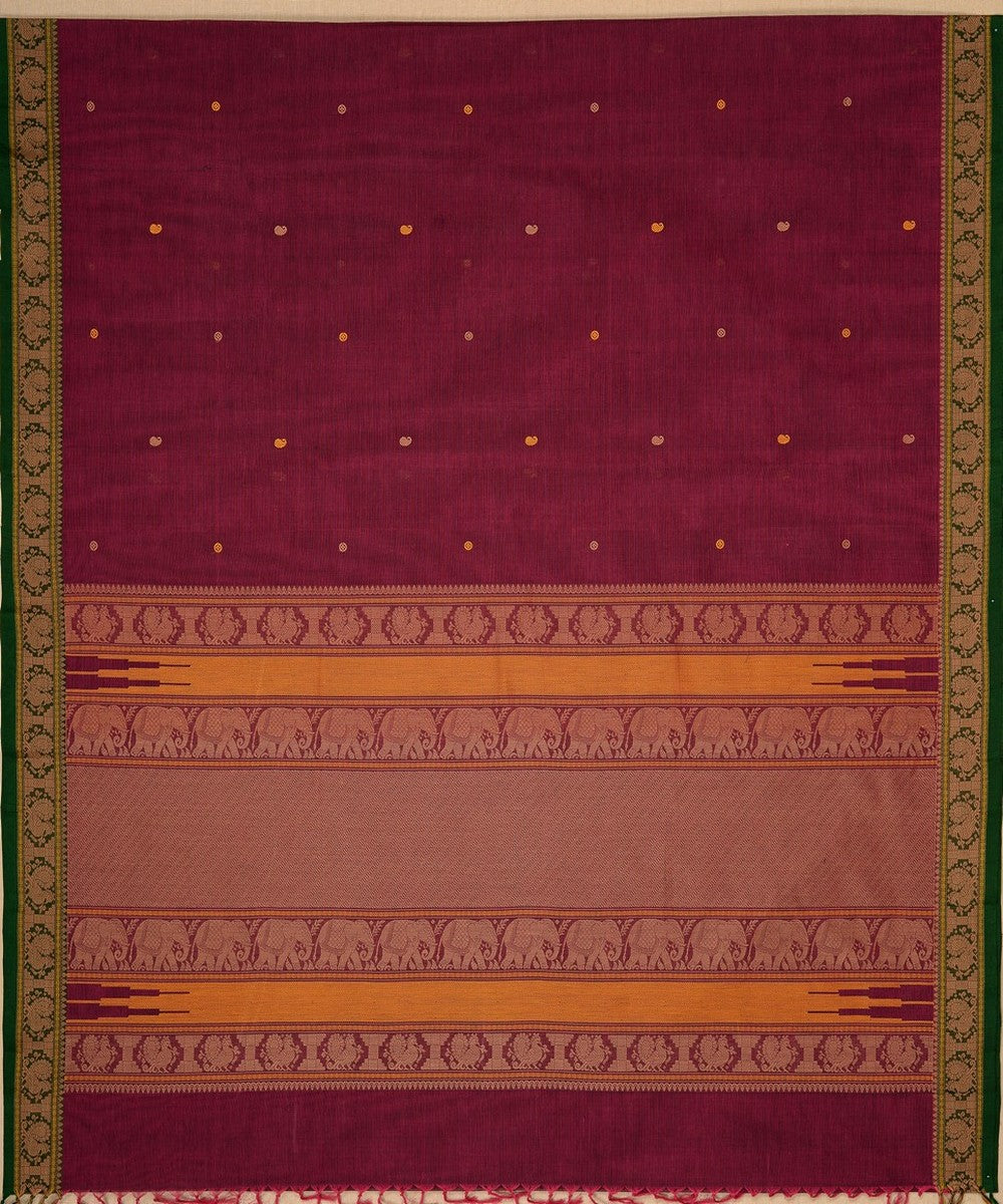 Purple green butta handwoven kanchi cotton saree