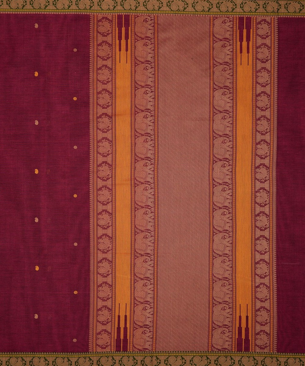 Purple green butta handwoven kanchi cotton saree