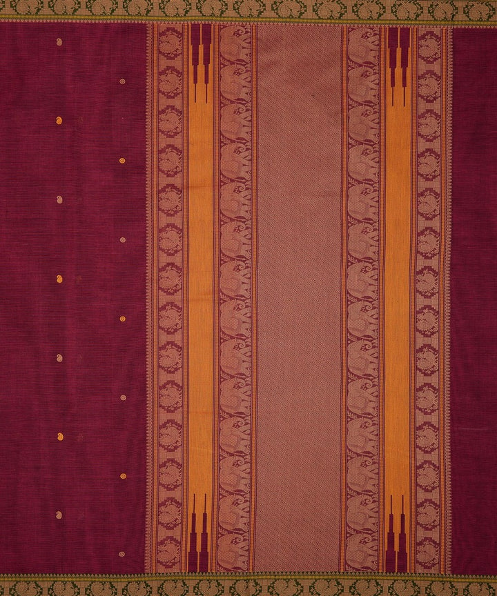 Purple green butta handwoven kanchi cotton saree