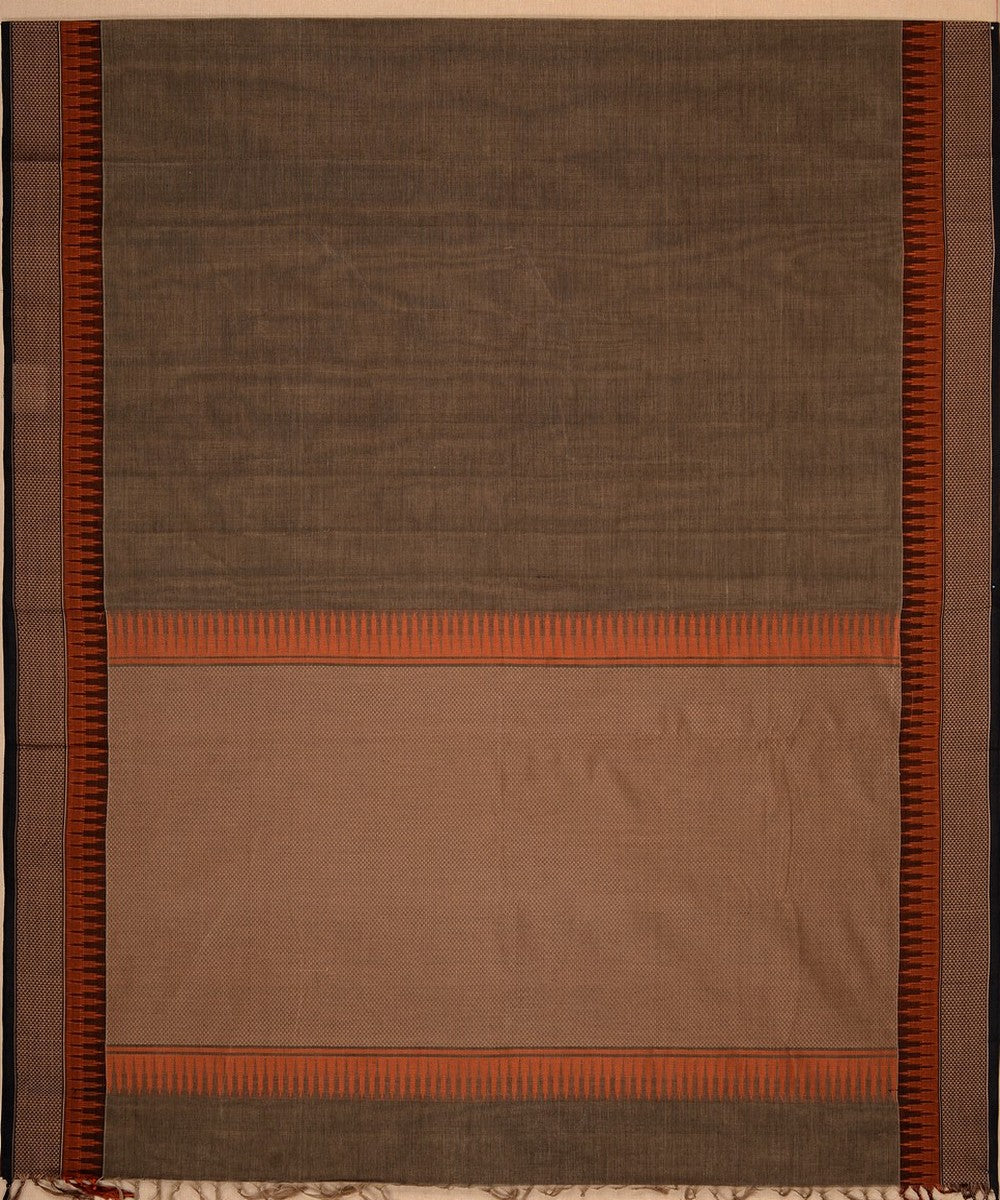 Grey black handwoven kanchi cotton saree
