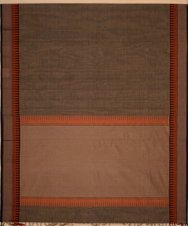Grey black handwoven kanchi cotton saree