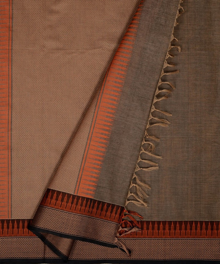 Grey black handwoven kanchi cotton saree