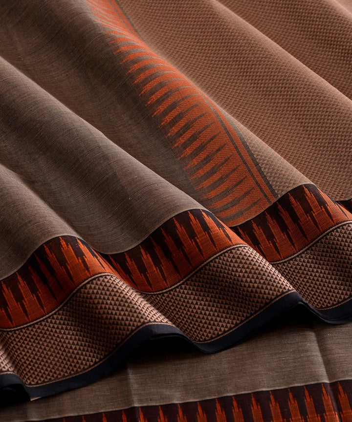 Grey black handwoven kanchi cotton saree