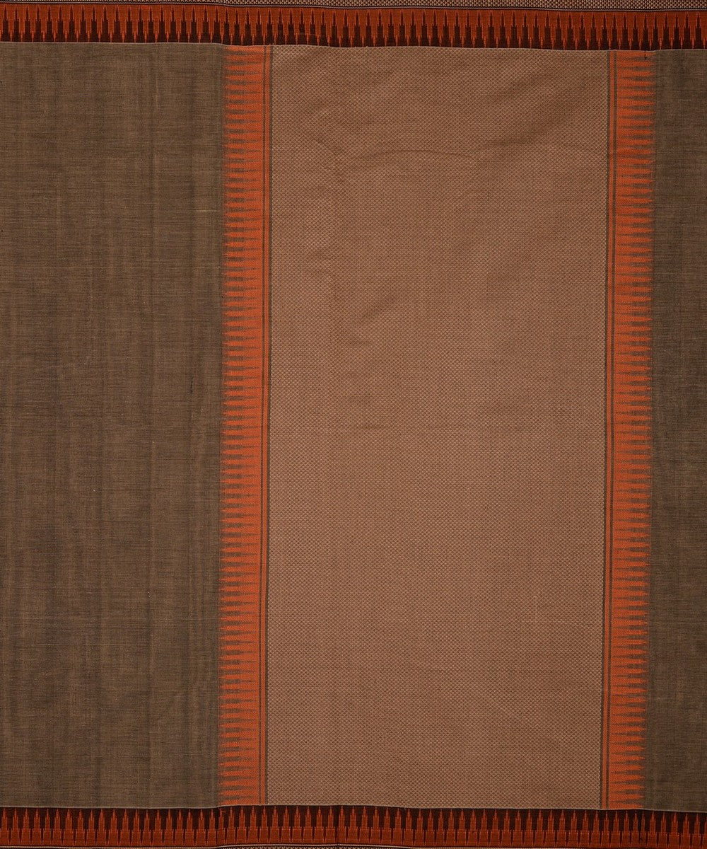 Grey black handwoven kanchi cotton saree