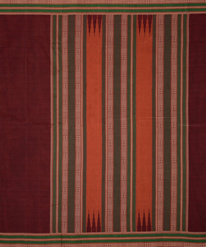 Maroon green handwoven kanchi cotton saree