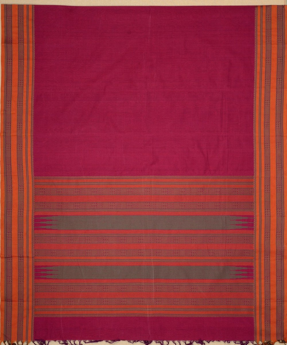 Pink orange handwoven kanchi cotton saree