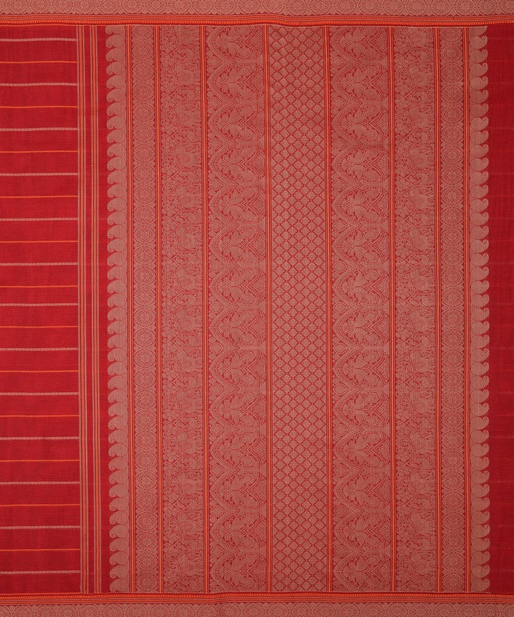 Red beige handwoven kanchi cotton saree