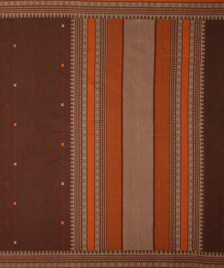 Olive green mantuzhir butta handwoven kanchi cotton saree