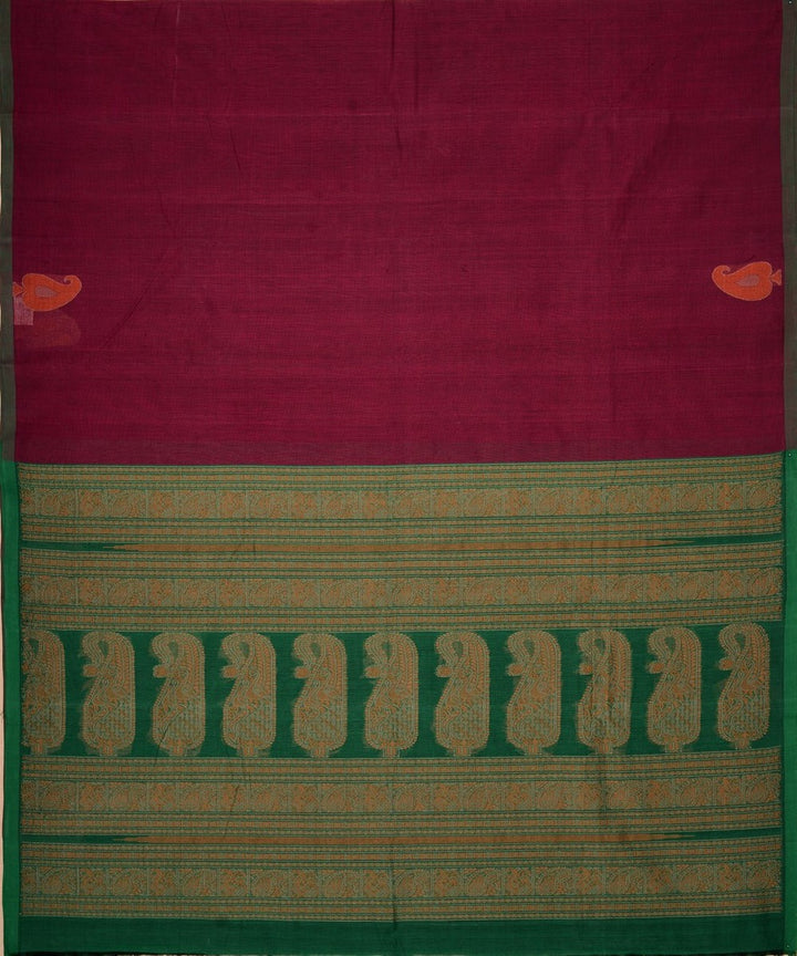 Purple mangai motif handwoven kanchi cotton saree