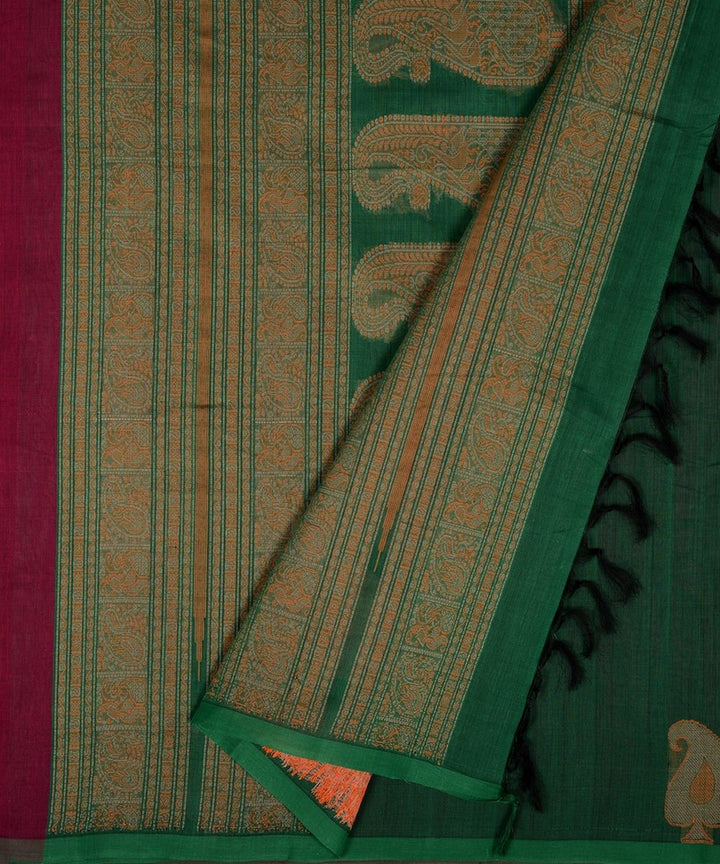 Purple mangai motif handwoven kanchi cotton saree