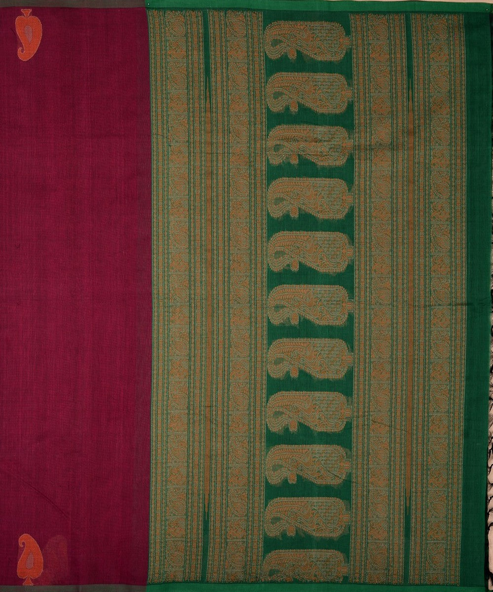 Purple mangai motif handwoven kanchi cotton saree