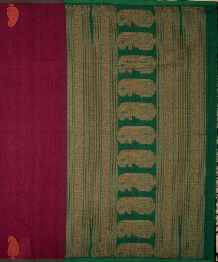 Purple mangai motif handwoven kanchi cotton saree