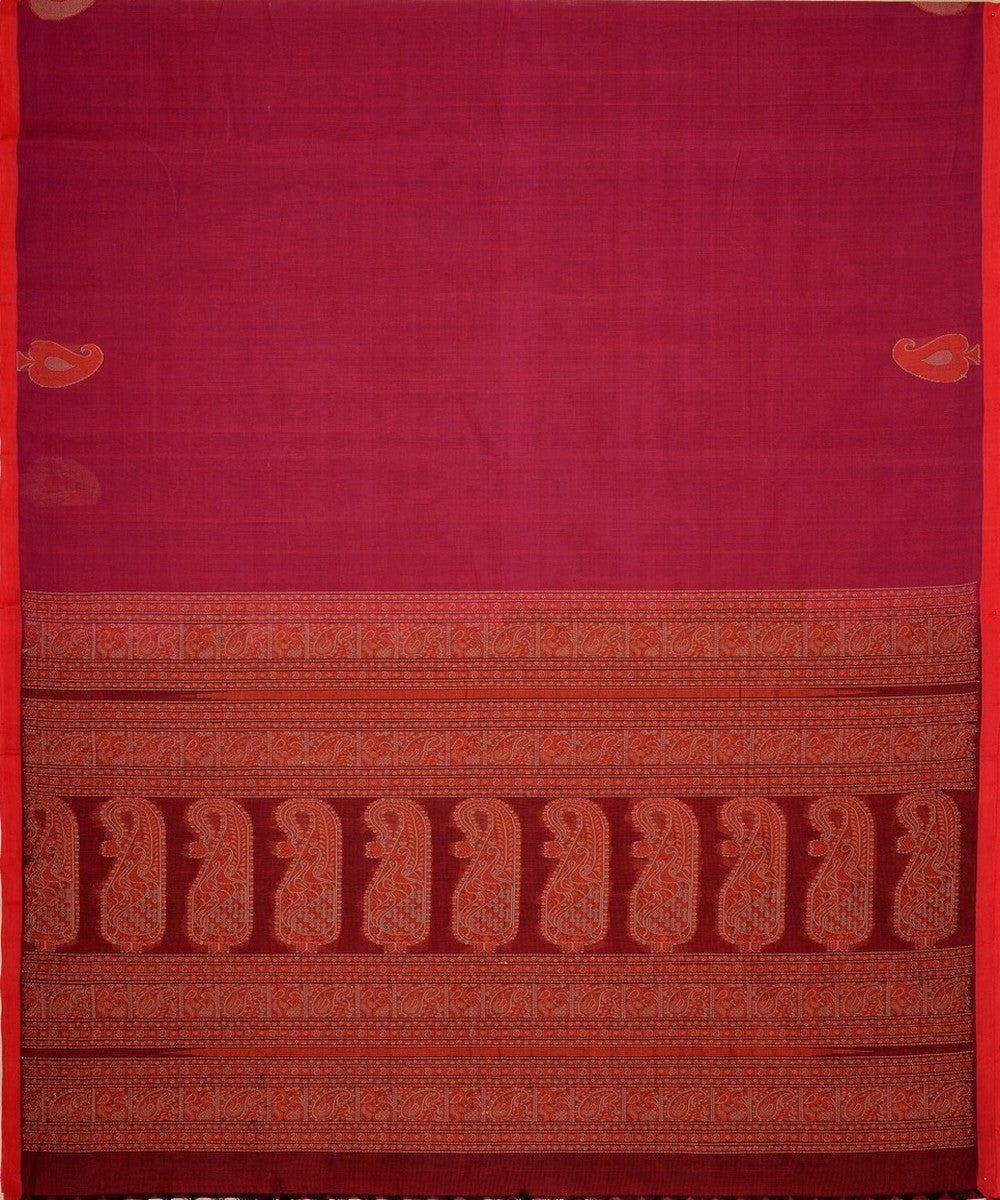 Pink mangai motif handwoven kanchi cotton saree