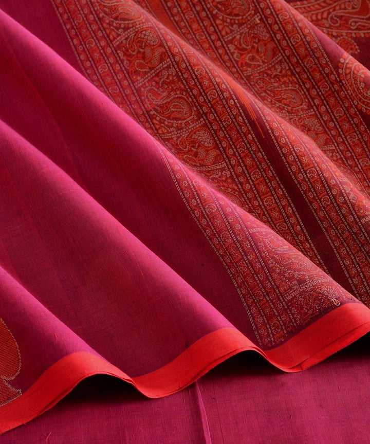 Pink mangai motif handwoven kanchi cotton saree
